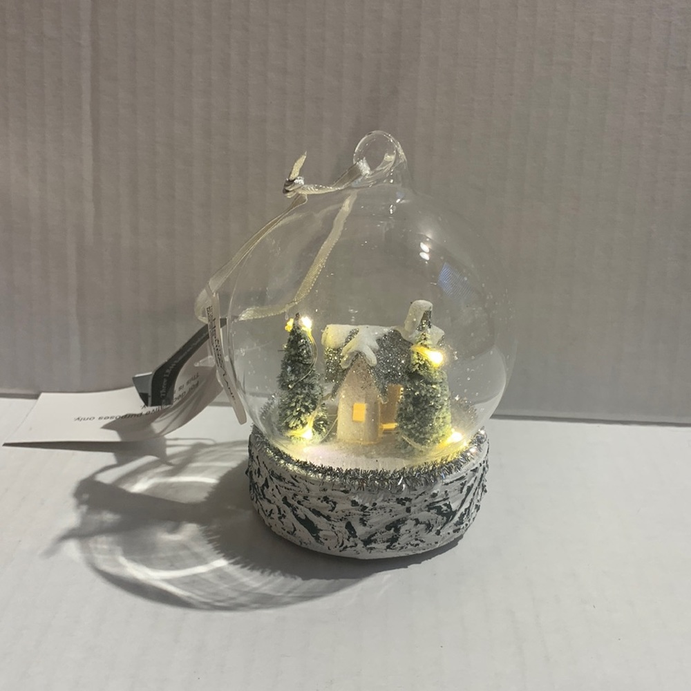 Martha Stewart Christmas Ornament LED Ornament Silver and White